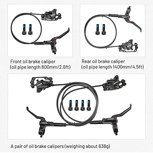 1 par de Frenos de Bicicleta hidráulicos, MTB 800/1400mm, Kit de Freno de presión de Aceite Delantero/Trasero de Bicicleta hidráulica con Rotor de Disco Flotante de 160mm