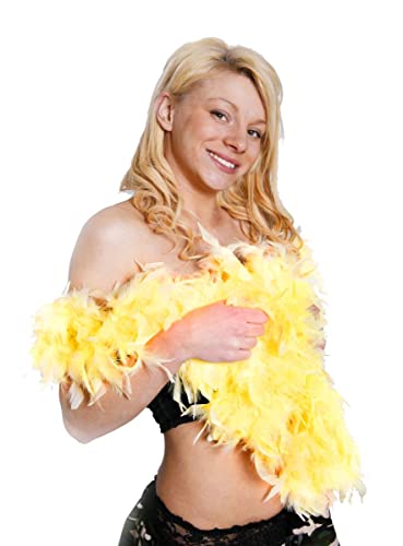 1 x pluma boa 65 g de grosor para despedida de soltera, accesorios para disfraz de flampa en 10 colores de plumas burlesesas de los años 20 (amarillas)