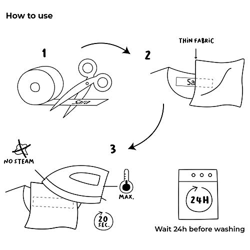 100 Etiquetas termoadhesivas personalizadas para ropa (PLANCHAR). Etiquetas de tela para planchar con CERTIFICADO ECOLÓGICO ideales para niños, bebés y abuelos. NOMBRE PERSONALIZADO.