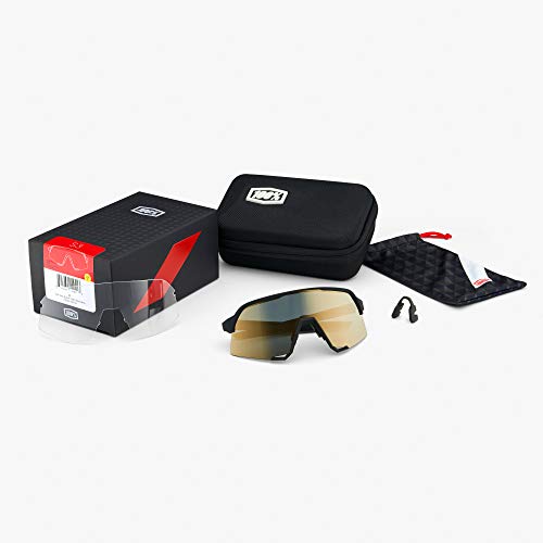 100 Percent S3 TACT Black-Soft Gold Lens Gafas, Hombres, Negro-Cristal Oscuro, Mediano