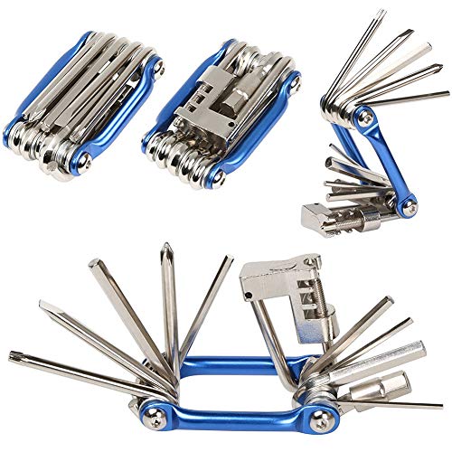 11 En 1 Kit de Herramientas de Mantenimiento INTVN11 En 1 Multiherramienta Bicicleta Mini Kit de Herramientas Plegables Mini Herramienta Plegable(Azul)