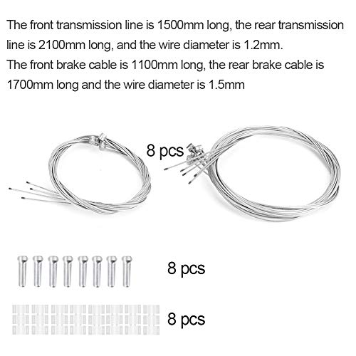12 Piezas de Cables de Freno de Bicicleta, Cable de Bicicleta de Montaña,Alambre de Cable de Engranaje y Kit de Abrazaderas de Extremos de Cable,para Bicicletas de MTB y Bicicletas de Carretera