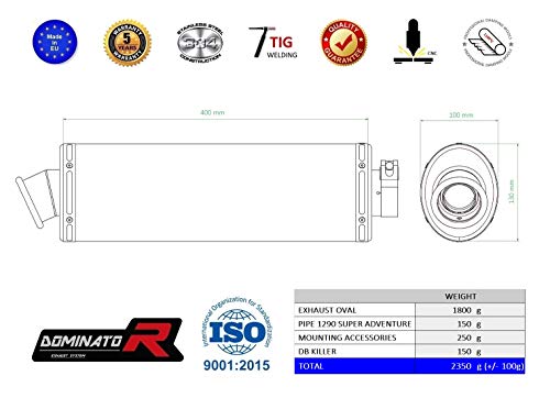 1290 Super Adventure Escape Moto Deportivo Oval Silenciador Dominator Exhaust Racing 2015-2020