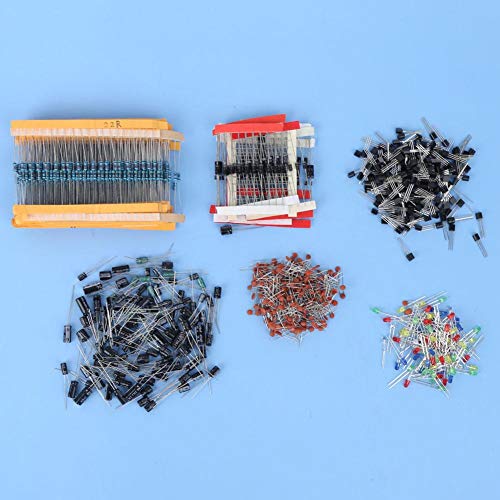 1390PCS Conjunto de Componentes Electrónicos, Resistencia Condensador Electrolítico LED Diodo Transistor Condensador de Cerámica Kit