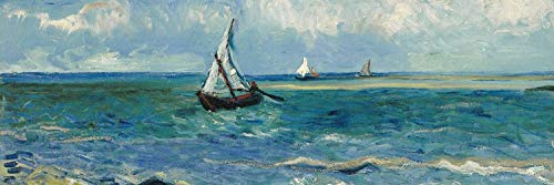 1art1 Vincent Van Gogh - Paisaje Marino Cerca De Saintes-Maries-de-la-Mer, 1888 Cuadro, Lienzo Montado sobre Bastidor (120 x 40cm)