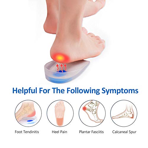 2 pares de Almohadillas de gel para Taloneras , Almohadillas de silicona para Taloneras para la Fascitis Plantar,Espolones del Talón y dolor de Aquiles, Taloneras y Cojines Absorción