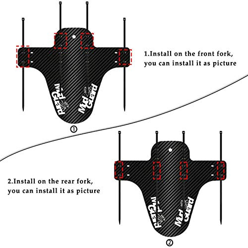 2 Piezas Fibra de Carbono Guardabarros de Bicicleta, Guardabarros de Fibra de Carbono MTB, Guardabarros de Bicicleta Guardabarros, para Bloquear el Barro en Bicicletas y Bicicletas de Montaña