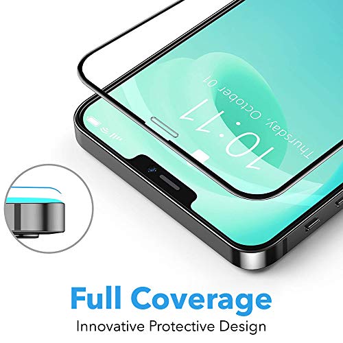 [2 Piezas] Protector de Pantalla para iPhone 12/12 Pro - Marca francesa - 2 años de Garantía - Cubierta Completa Vidrio Templado 9H Cristal Templado Premium, Anti-Huella Digital, Anti-Burbujas