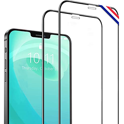 [2 Piezas] Protector de Pantalla para iPhone 12/12 Pro - Marca francesa - 2 años de Garantía - Cubierta Completa Vidrio Templado 9H Cristal Templado Premium, Anti-Huella Digital, Anti-Burbujas