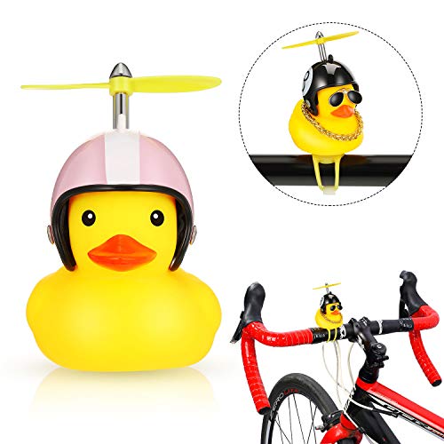 2 Piezas Timbre de Bicicleta de Pato Accesorios de Bicicleta de Pato de Goma Cuerno de Bicicleta de Pato Luz de Cabeza de Dibujo Animado con Luz de Bicicleta para Niños Adultos Deportes al Aire Libre