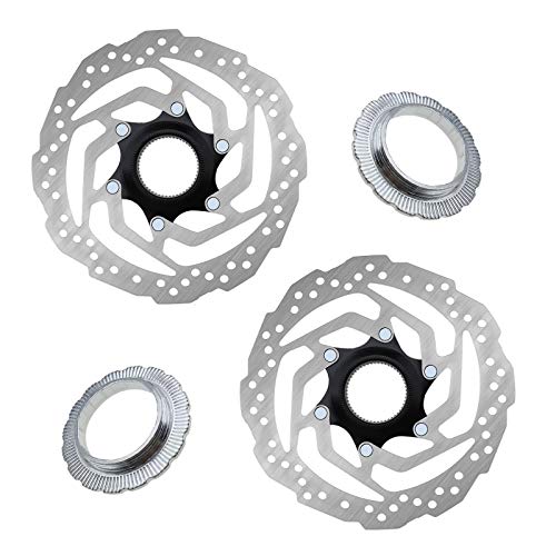 2 rotores de freno de disco Centerlock para bicicleta con pernos de anillo de bloqueo, montaje 6 agujeros para la mayoría de bicicletas de montaña