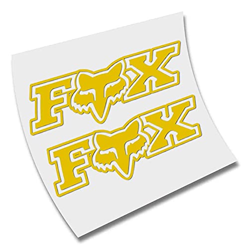 2 X PEGATINAS -STICKER- VINILO - PACK - FOX - SPONSOR -PEGATINA – AUFKLEBER CORTE (Amarillo Claro)