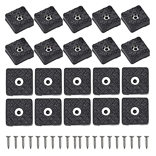 20 Piezas Protector Patas Sillas Cuadradas,Almohadilla de Gomay con Tornillo-Set,Pies antideslizantes de Goma para Muebles Mesas Sillas 30mm Negro