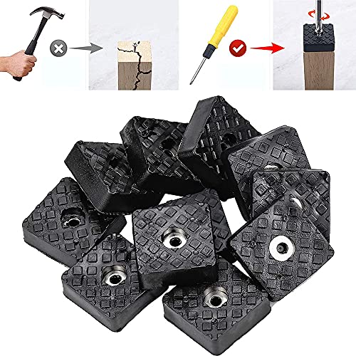 20 Piezas Protector Patas Sillas Cuadradas,Almohadilla de Gomay con Tornillo-Set,Pies antideslizantes de Goma para Muebles Mesas Sillas 30mm Negro