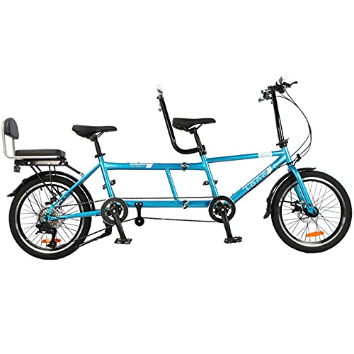 20 Pulgadas Bicicleta Tandem, Portátil Plegable De Acero De Alto Carbono Rueda Tándem Bicicleta Bicicleta Capacidad 3 Plazas Familia, Panorámica/pareja/scenery Travel Doble Bicicleta Del Montar