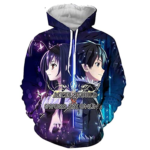 2021 New Men's Unsiex Sword Art Online Hoodie Kirito Imprimir Sudaderas Sudaderas Sudadera Chaqueta Top (Color : 1q, Size : S)