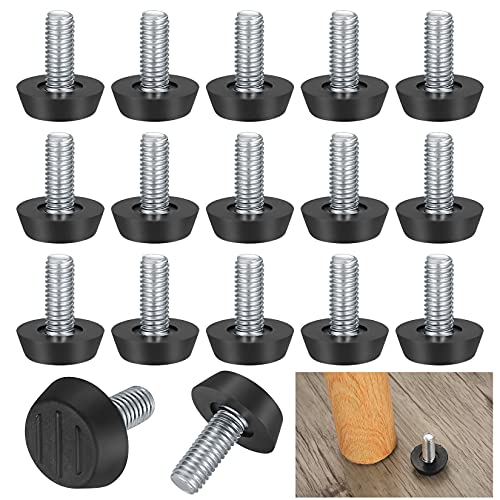 22 pies de nivelación de muebles ajustables, M8 x 23 x 27 mm, tornillo en el nivelador de muebles, protector de piso de base redonda para patas de silla