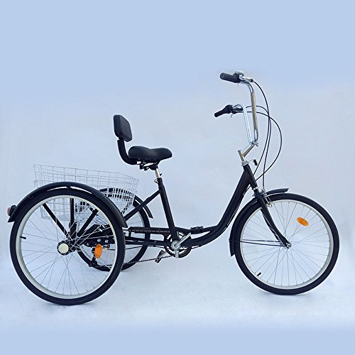 24" Triciclo en Bicicleta Adulto 3 Ruedas Cesta Aluminio Compras en Trike Regalo para Abuela y Abuelo
