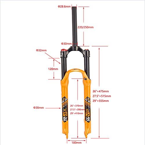 26 27,5 29 Pulgadas MTB Choque, Montaña Bicicleta Horquilla De Suspensión Amortiguador Neumática Aire, Carrera 120mm, Aleación De Aluminio 9mm(QR),Blanco, Verde, Negro, Naranja,Negro,29"