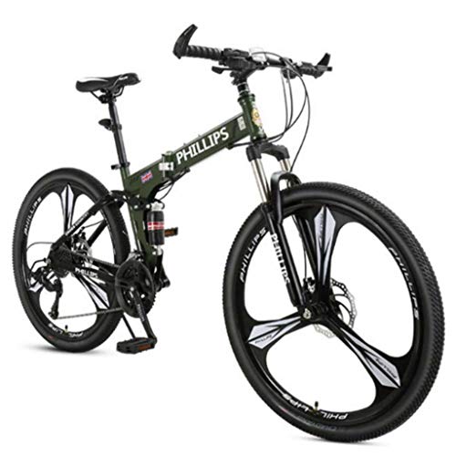 26 Pulgadas De Bicicletas De Montaña Plegable, Suspensión Completa Bicicletas De Carretera Con Frenos De Disco, 24 Bicis De La Velocidad De La Bicicleta Negro Azul Rojo MTB For Los Hombres / Mujeres