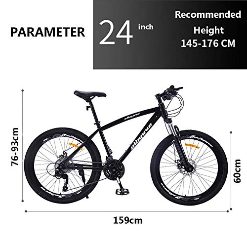 27 Velocidades Bicicletas De Montaña Bicicletas, Marco De Acero Al Carbono Ligero Bicicleta De Montaña Freno De Disco Doble Bicicleta De Carretera para Hombres Y Mujeres Jóvenes, Negro, 26 Pulgadas