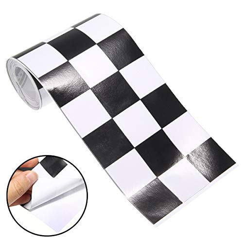 275cm Negro Blanco a cuadros de vinilo etiqueta de cinta Bicicletas motocicleta del coche universales 1pc Cascos cuerpo Tank Decal competir con auto DIY