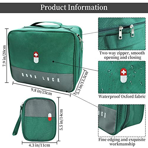 2Pcs Botiquín de Primeros Auxilios Vacio Bolsa Médico de Emergencia Gran Capacidad Bolsa de Primeros Auxilios Portátil Bolsa de Supervivencia Emergencia Botiquín de Viaje Montaña Coche (Verde)