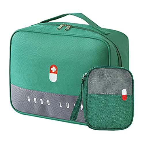 2Pcs Botiquín de Primeros Auxilios Vacio Bolsa Médico de Emergencia Gran Capacidad Bolsa de Primeros Auxilios Portátil Bolsa de Supervivencia Emergencia Botiquín de Viaje Montaña Coche (Verde)