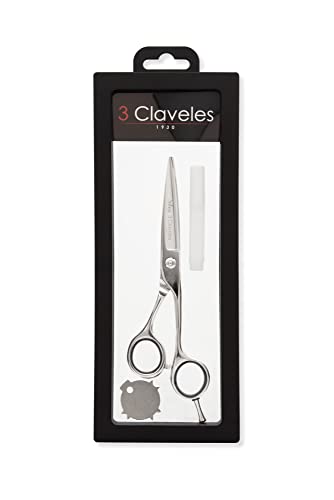 3 Claveles Silex - Tijeras De Peluquería 6" De Corte,vaciado Cóncavo, Filo Navaja, Acero Inox. Dedales Ergonómicos, Tijera Peluquero Profesional, color Brillo, 15.24 cm, 4 g