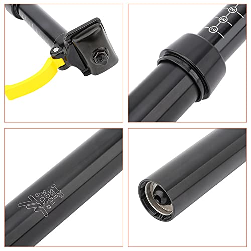 30,9 mm/31,6 mm Tija Sillín Elevable para Bicicleta, Tija Sillín Aleación Aluminio para Bicicleta con Abrazadera Microajustable Tija de Sillín Amortiguador Ajustable de ángulo Ligero (31.6mm,Negro)