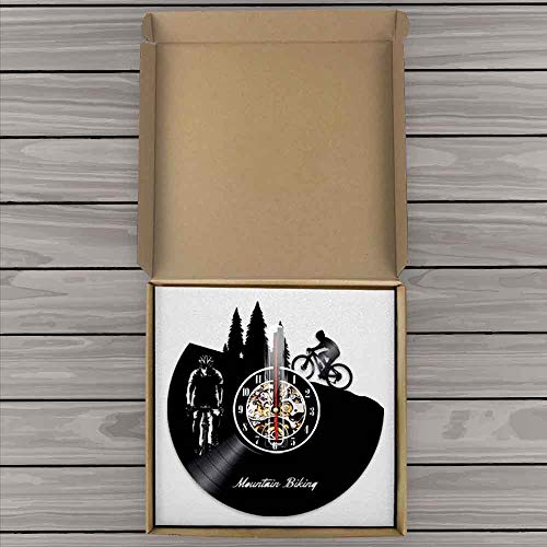 30cm Freeride Biker Deporte Vintage Decoración de pared Bicicleta de montaña Reloj de pared Disco de vinilo Reloj LP Bicicleta Ciclismo Ciclistas Reloj decorativo Regalo del día de la madre Arte d