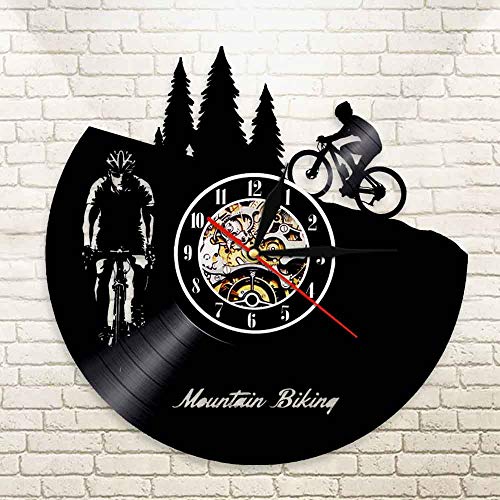 30cm Freeride Biker Deporte Vintage Decoración de pared Bicicleta de montaña Reloj de pared Disco de vinilo Reloj LP Bicicleta Ciclismo Ciclistas Reloj decorativo Regalo del día de la madre Arte d