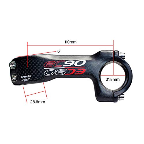 31.8 MTB Stem 6 Grado Completo Ligera Fibra De Carbono De Bicicletas De Vástago Corto Manillar Madre Para La Mayoría De Bicicletas, Bicicleta De Carretera, MTB, BMX, Fixie Engranaje, Ciclismo,110mm