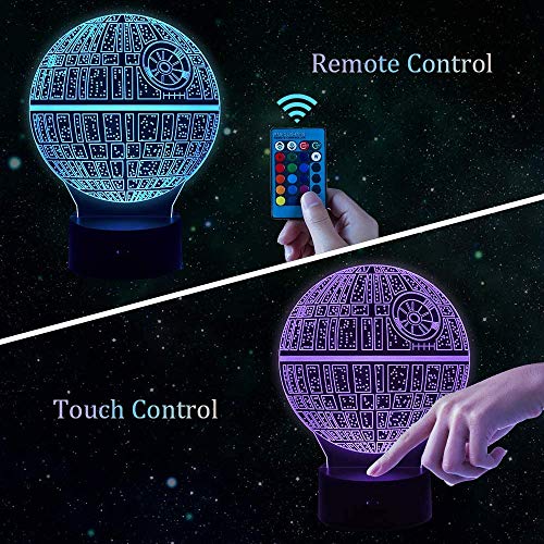 3D Ilusión óptica Lámpara LED Luz de noche Deco LED Lámpara 7 colores de control remoto con Acrílico Plano & ABS Base & Cargador usb