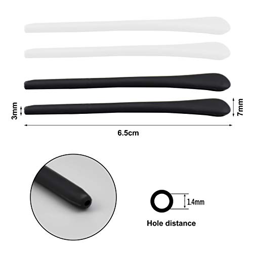 4 Pares de Puntas de Patas para Gafas Blanco y Negro Patillas Silicona Antideslizantes Suave Retenedores Extremos de Gafas Reparación Accesorios para Patas de Anteojos de Gafas de Sol Finas de Metal