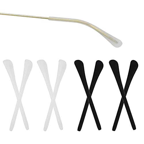 4 Pares de Puntas de Patas para Gafas Blanco y Negro Patillas Silicona Antideslizantes Suave Retenedores Extremos de Gafas Reparación Accesorios para Patas de Anteojos de Gafas de Sol Finas de Metal