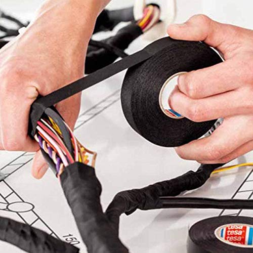 4 piezas Cinta Aislante de algodón, Juego de cables cable de cinta resistente al calor adhesivo de tela cinta telares para coche motocicleta cinta telapara mazos de Cables domésticos o automotrices