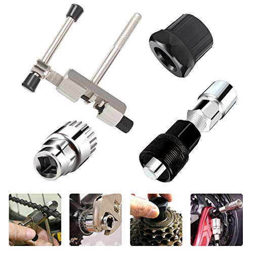 4 Piezas Kit de herramientas de reparación de MTB, Extractor de Manivela de Bicicleta, Interruptor de Cadena de Bicicleta, Herramienta de Extracción de Pedalier de Bicicleta, Removedor de rueda libre