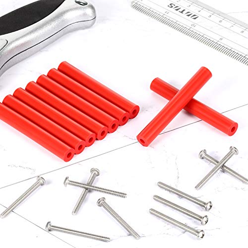 48 Piezas Kit Extensor de Enchufe Eléctrico 24 Interruptores de 3 Pulg. 24 Tornillos Extra Largos de Tomacorriente 1-1/ 2 Pulgadas 6-32 Roscas de Montaje de Dispositivo Cabeza Plana (Rojo)