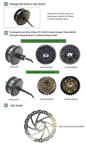 48V 1000W 20", 24", 26", 27,5", 28", 29er, 700C Kit de conversión de Motor de Bicicleta eléctrica de Rueda Trasera Eje de Bicicleta eléctrica (Color : Cassette flywheel, Size : 29er)