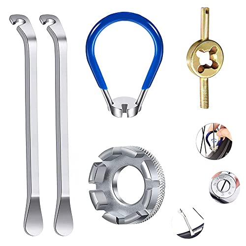 5 PCS Llave De Radios De La Bici Llave De Rueda De Bicicleta con Palanca De Neumático Bicicleta Herramienta De CorreccióN De Llanta Extractor De Válvula para Reparar Radios De Bicicleta