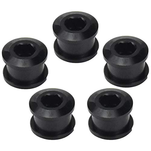 5 Piezas Rueda de Cadena Tuercas Tornillos Plato Bicicleta, 7075 Aleación Aluminio Bicicleta Pernos de Manivela, Tornillos de Manivela para Bicicletas de Carretera de Montaña BMX MTB Fixie (Negro)