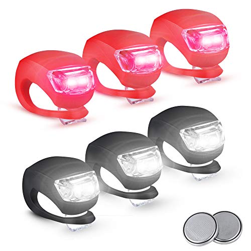 6 Pack Luces Bicicleta Luz de la Bicicleta Luz Trasera de Bicicleta LED Luz de Seguridad Ciclismo Infantil Luz de Seguridad LED Silicona con 2 Batería de Repuesto Impermeable NO Recargables