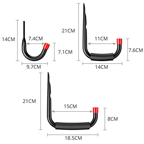 6 PCS de Ganchos de Pared Gigante Pesado Ganchos Universal Soporte Colgadores Fuertes Ganchos Escalera en Garaje Almacen Bodega Herramienta para Almacenamiento con Kit de Tornillos