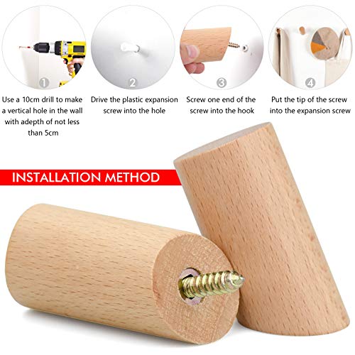 6 Piezas Percha Pared Madera Ganchos Multiuso, Percheros Pared Originales para Colgar Abrigos Gorros Bufandas Chaquetas Ropa En Dormitorio Sala De Estar Pasillo - Carga máxima 15 kg