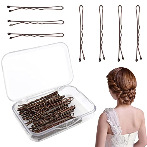 60 piezas Marrón Kit de Horquillas para el Cabello Pinzas para el Cabello con Sujeción Segura Horquillas para el Cabello para Mujeres, Niñas y Salón de Peluquería 1.97inch