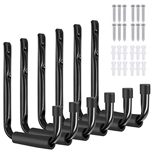 6PCS Gancho Pesados de Almacenamiento con Espuma EVA Ganchos Colgador Soporte para Escalera, Herramientas, Bicicletas, Ganchos Universales para Organización para Hogar, Garaje, Cobertizo, Almacen