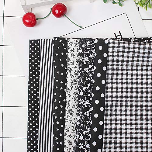 7 piezas de 50 * 50 cm tela de 100% Algodón utilizada para la decoración de costura artesanal telas patchwork DIY. (negro 2)