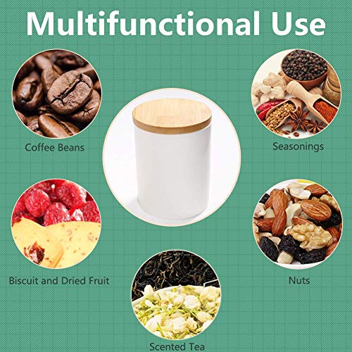 77L Tarro de Almacenamiento de Alimentos, 300 ML (10.13 FL OZ), Almacenamiento de Cocinacon Tapa de Bambú & Anillo de Sellado de Silicona -Para Servir té, Café y Más