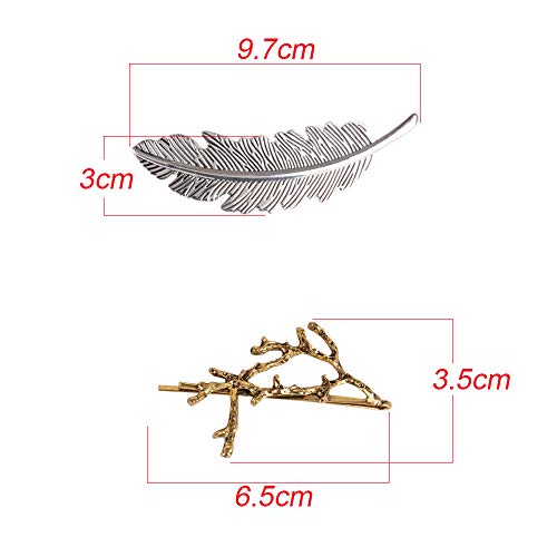 8 Horquillas Pelo Mujer Clips Pasadores Pinzas de Metal Adornos Accesorios Cabello Color Dorado Plateado Bronce
